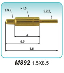 电流接触针M892 1.5X8.5 弹簧顶针 pogopin 弹簧连接器  探针