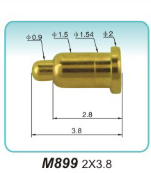 电源接触顶针M899 2X3.8弹簧顶针 pogopin 弹簧连接器  探针